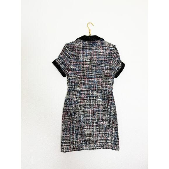 ALEXIA ADMOR Jenni Collar Button Down Tweed Shirt Mini Dress Size Medium Preppy - Picture 11 of 12